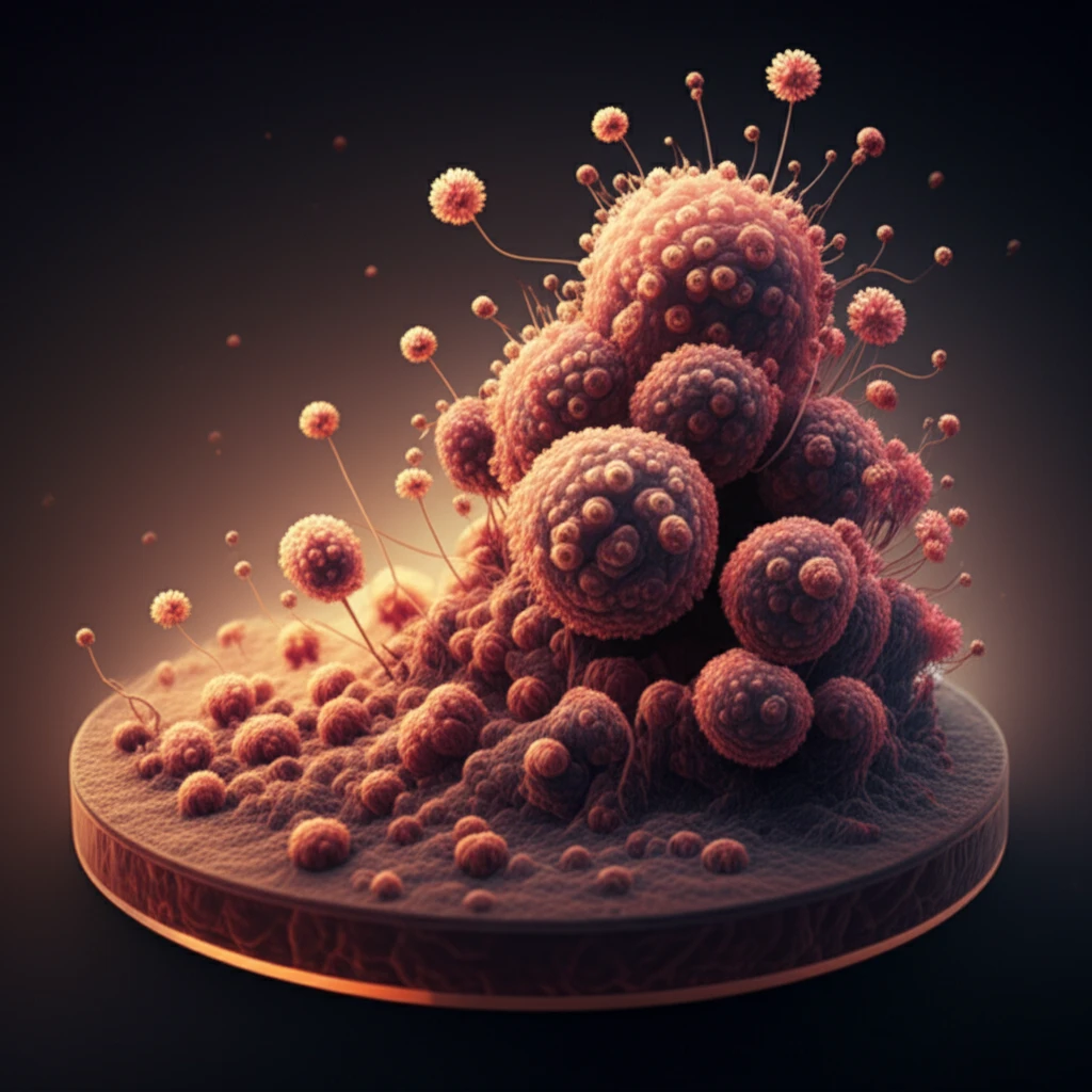 Microscopic slide transforming into a field of granulomas.