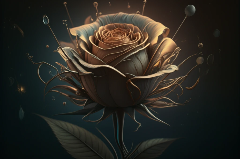 Surgical tools forming a blooming flower, representing medical innovation.