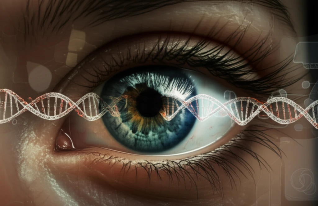 Illustration linking diabetic retinopathy to microRNA research, emphasizing early detection.