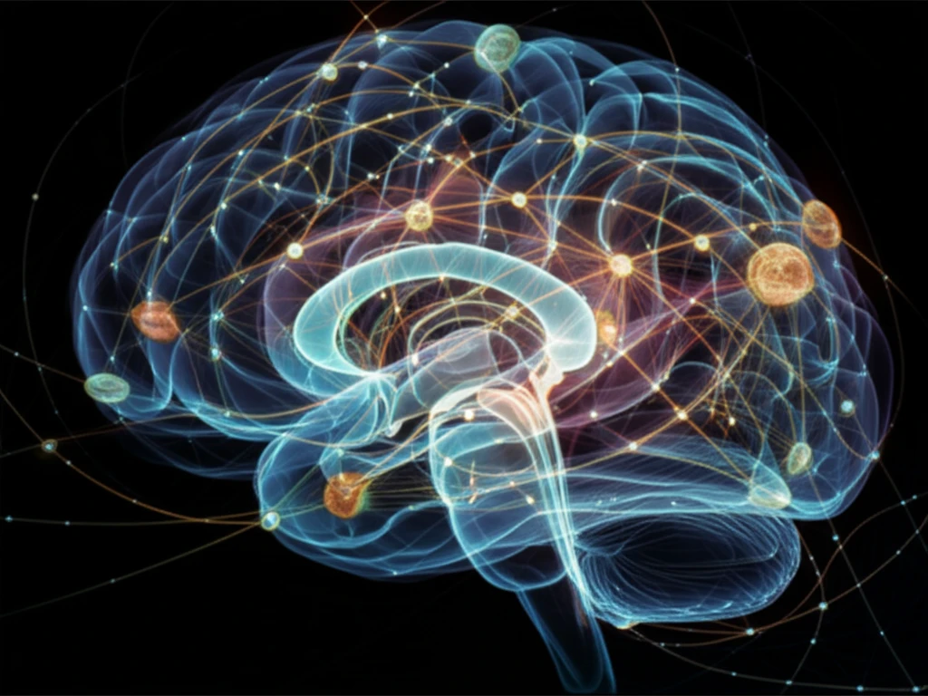 Abstract representation of brain connectivity using ICA and ROI methods.
