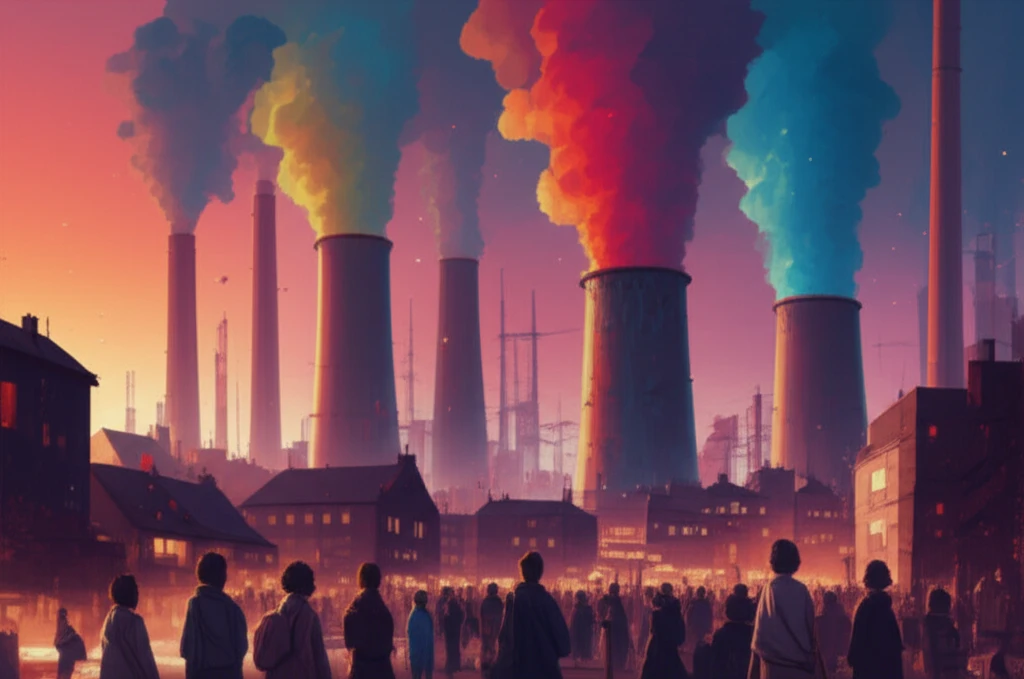 A community protesting against chemical contamination from industrial pollution.