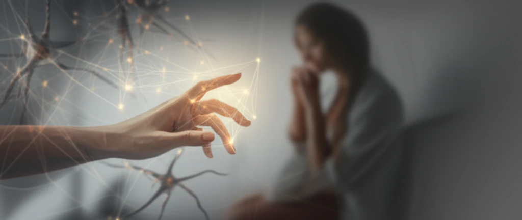 A surreal illustration symbolizing dementia care in intellectual disabilities, showcasing connection and support.