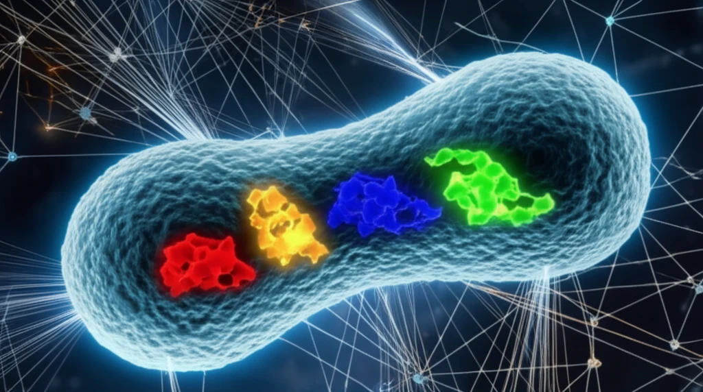 Illustration of bacterial cell division with SepF and FtsZ proteins highlighted.