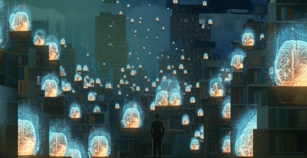 Abstract illustration representing psychiatric knowledge and discovery.