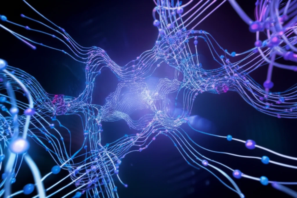 Interconnected nanowires forming complex patterns, symbolizing spin Hall oscillators.