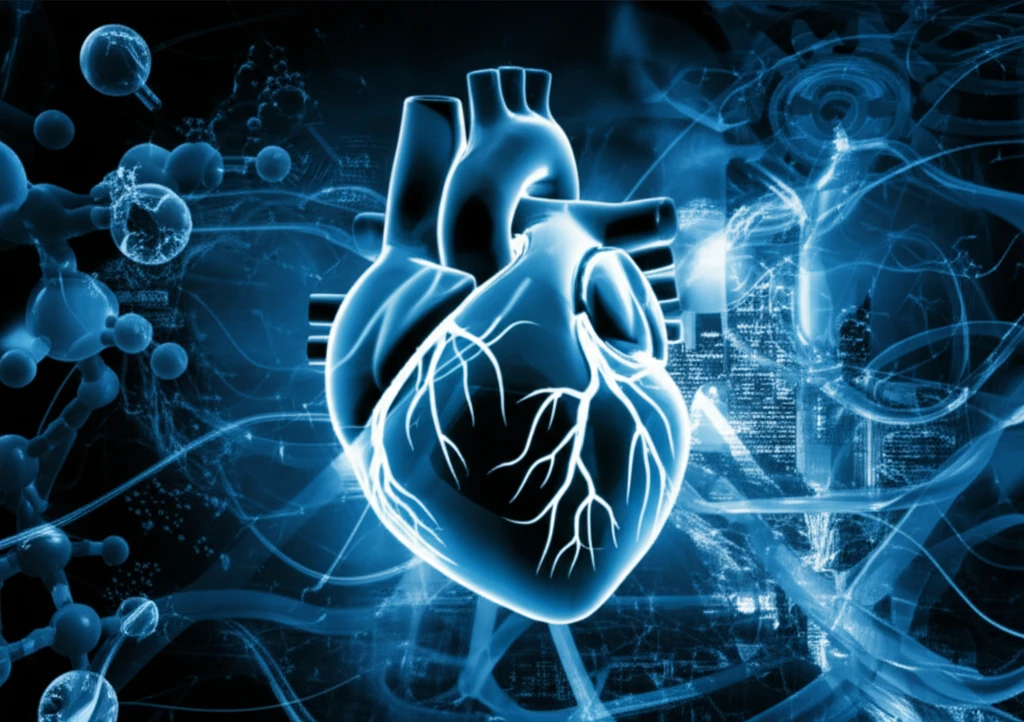 Heart intertwined with glowing pathways symbolizing cardiac care advancements.