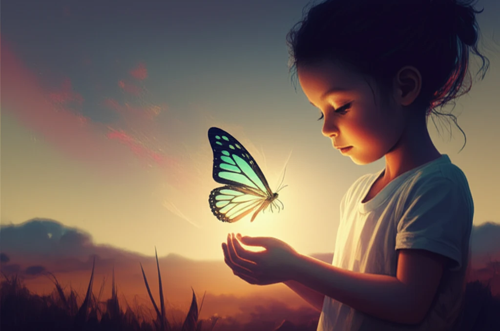 Child with lymphoma holding a butterfly, symbolizing hope and resilience in Malawi.