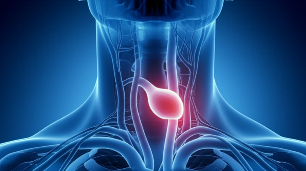 Illustration of a jugular vein aneurysm in the human neck