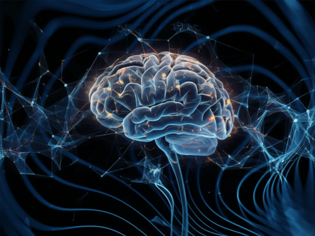 Stylized human brain with glowing nodes representing innovative cancer treatments.