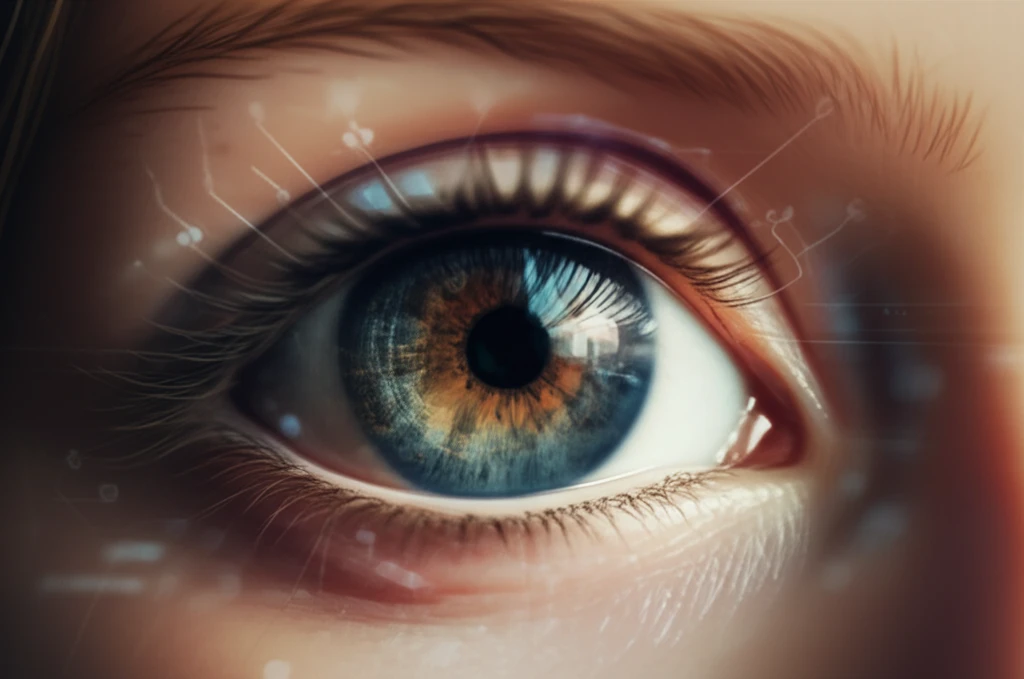 Child's eye reflecting a cityscape, symbolizing protected future vision.