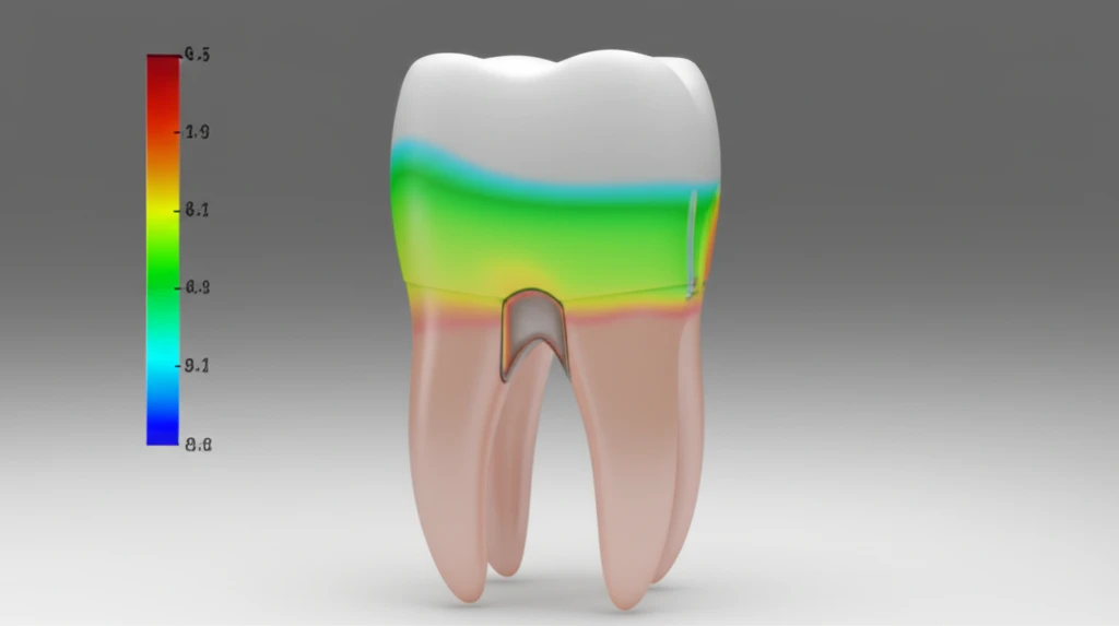 Heatmap of stress distribution in a dental filling