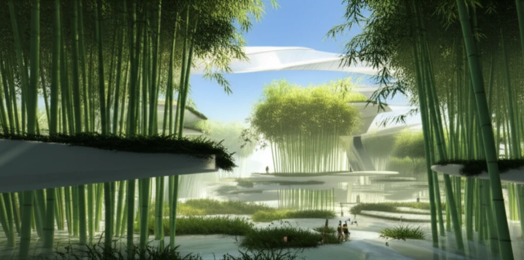 Bamboo Forest Merged with Modern Architecture