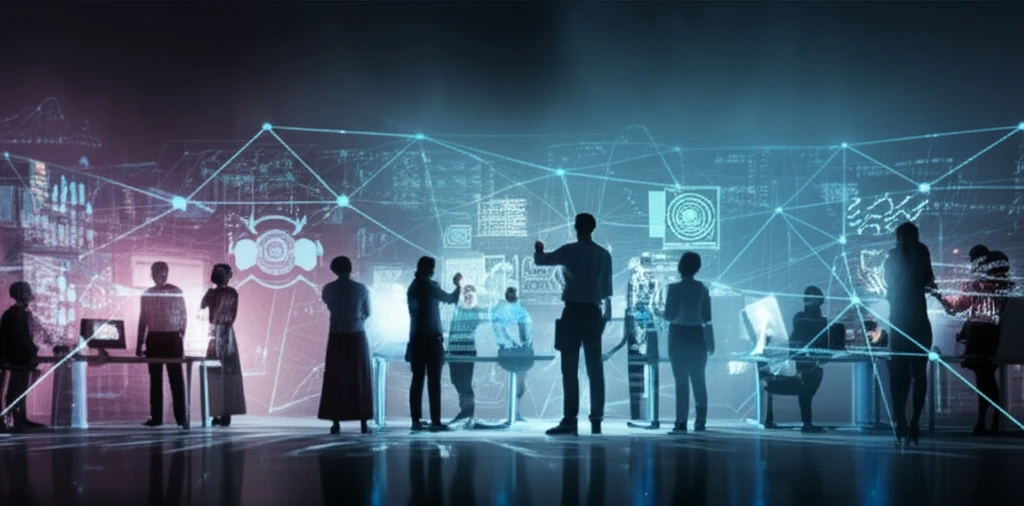 Diverse team collaborating in a virtual workspace, symbolizing Virtual HRD and interconnected learning.