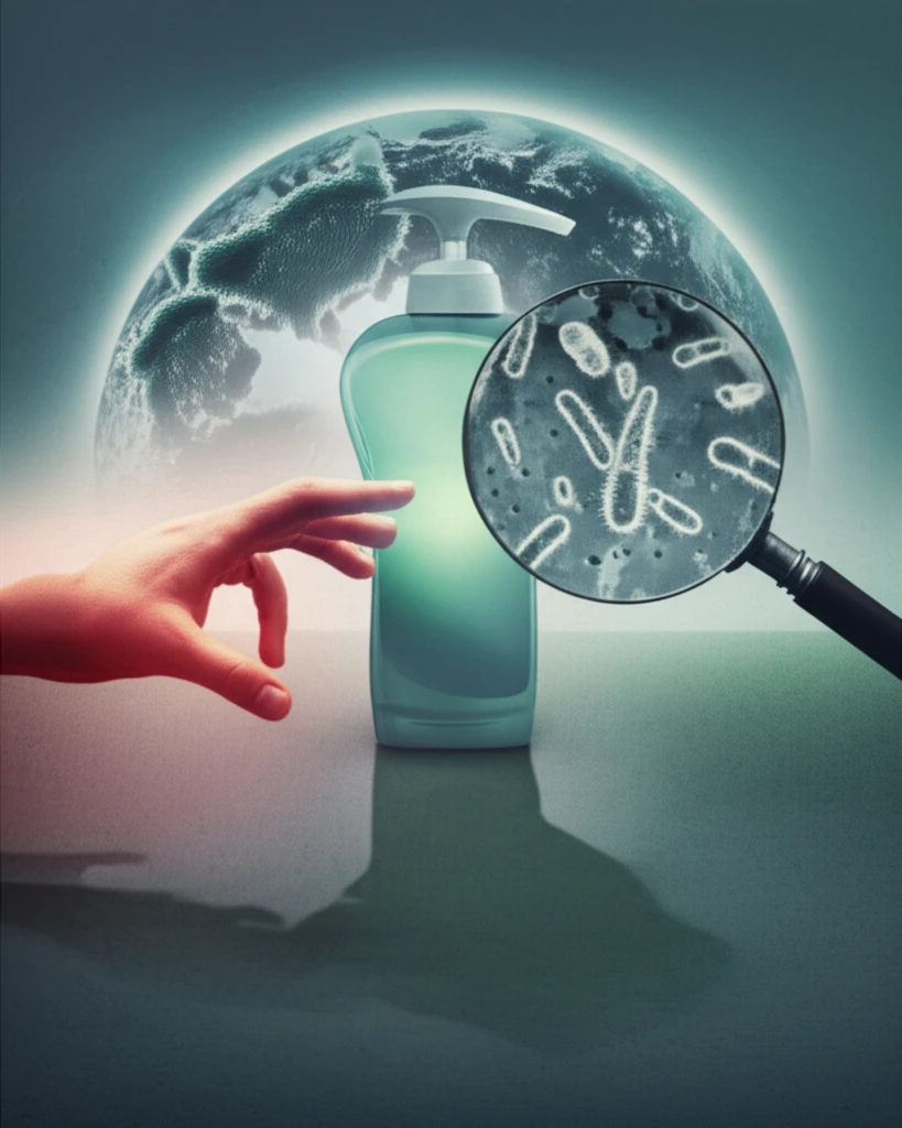 Surreal illustration of antibiotic resistance related to triclosan soap use.
