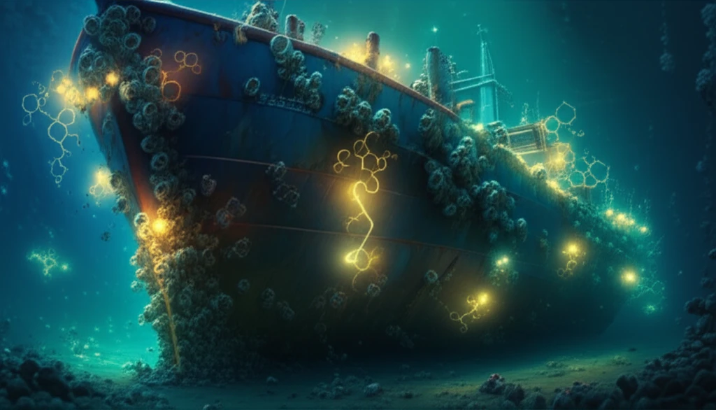 Barnacles on a ship hull with serotonin and dopamine overlay.