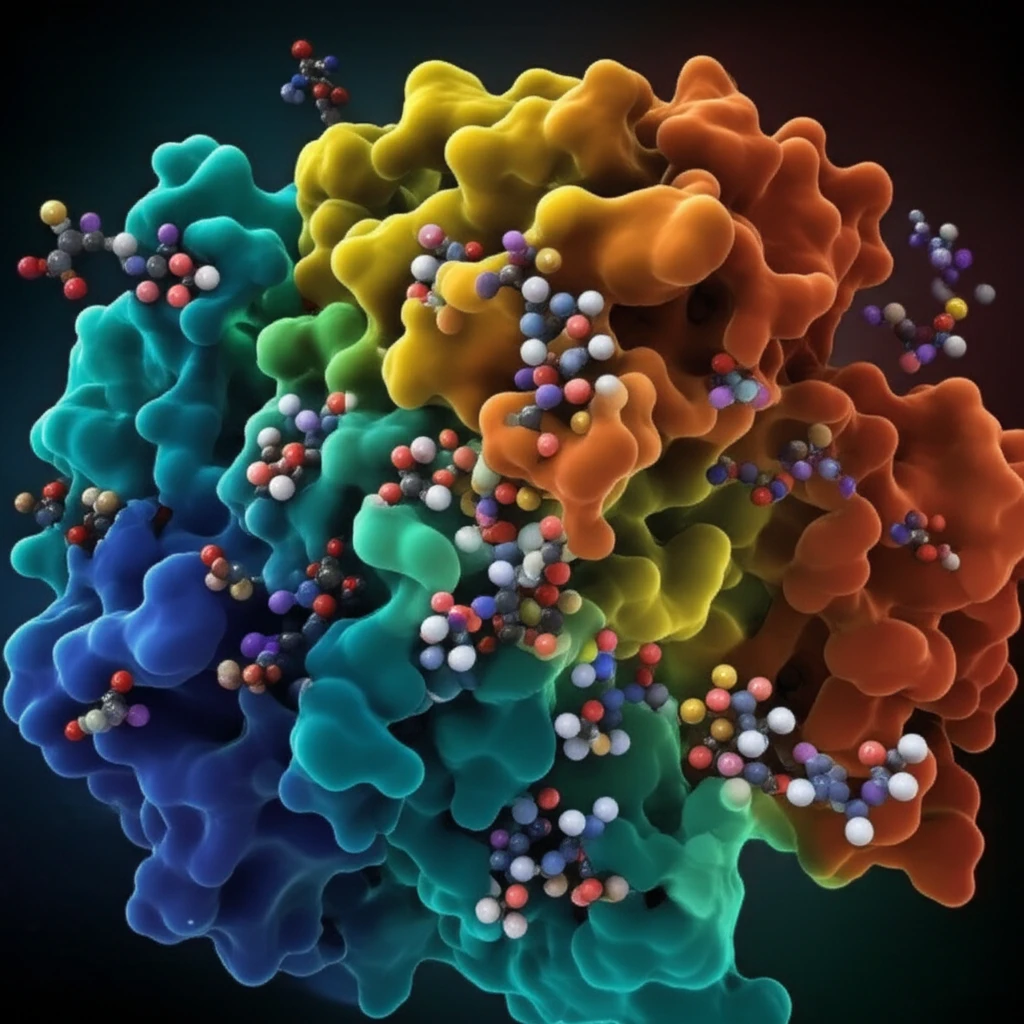 A surreal illustration of a protein enzyme with a glowing, flexible core, showcasing the dynamic relationship between structure and function.
