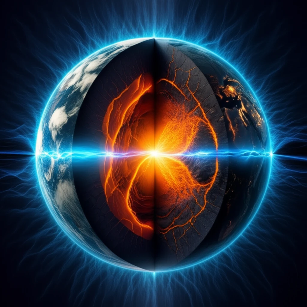 Seismic waves propagating through the Earth, revealing hidden geological structures.