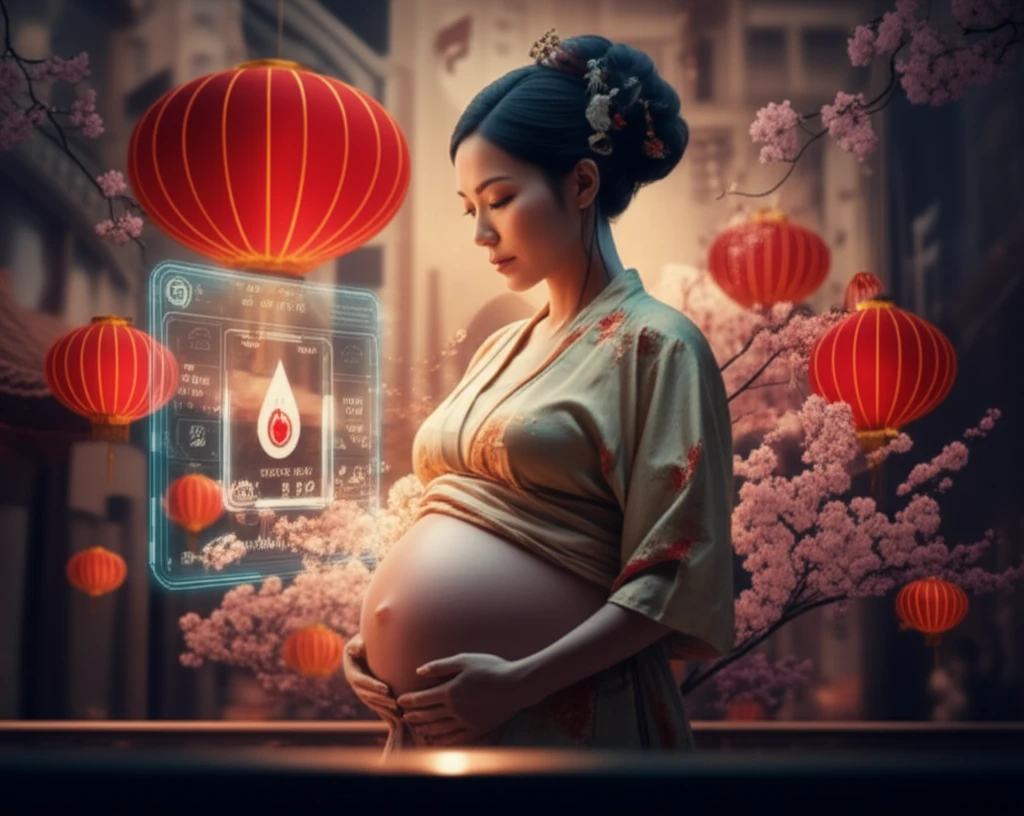 Pregnant Chinese woman managing gestational diabetes with cultural support.