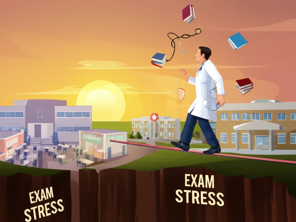 Medical student balancing studies and stress, hopeful future ahead