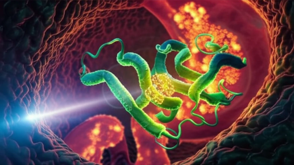 Microscopic view of a stomach tumor with the GRINA protein highlighted.