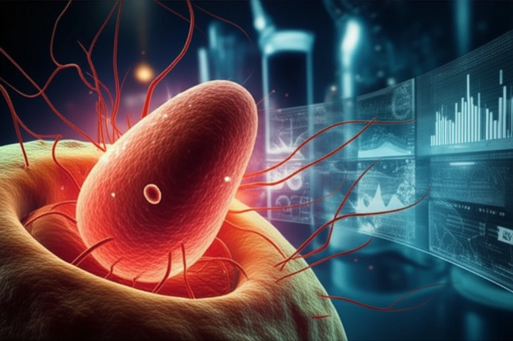 Glowing Leishmania parasite invading a macrophage.