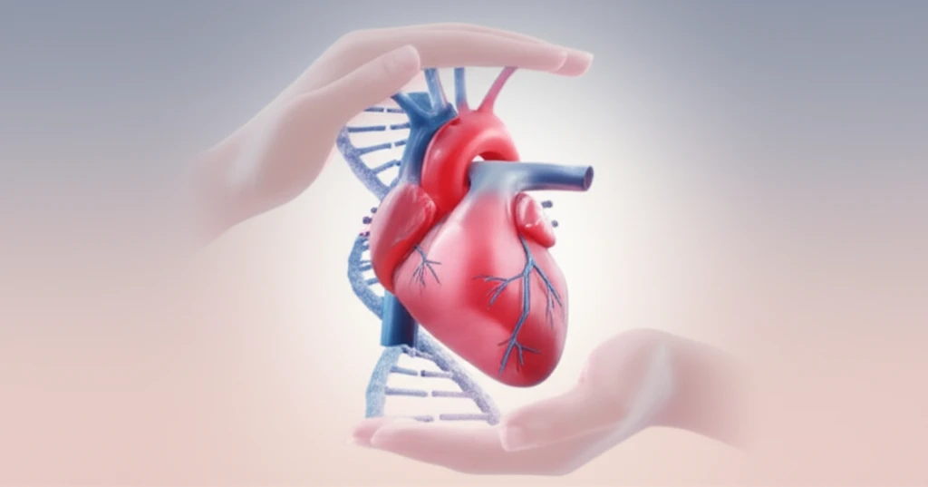 Heart intertwined with DNA, symbolizing cardio-oncology and protection during cancer treatment.