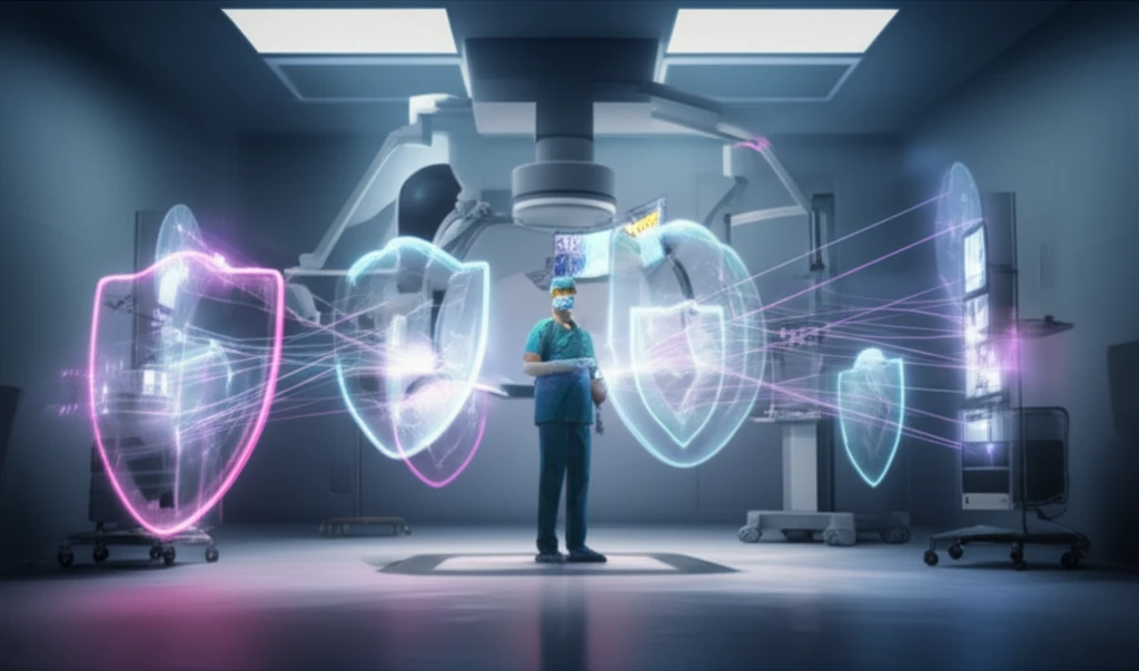 Visual representation of radiation shielding in an angiography suite.