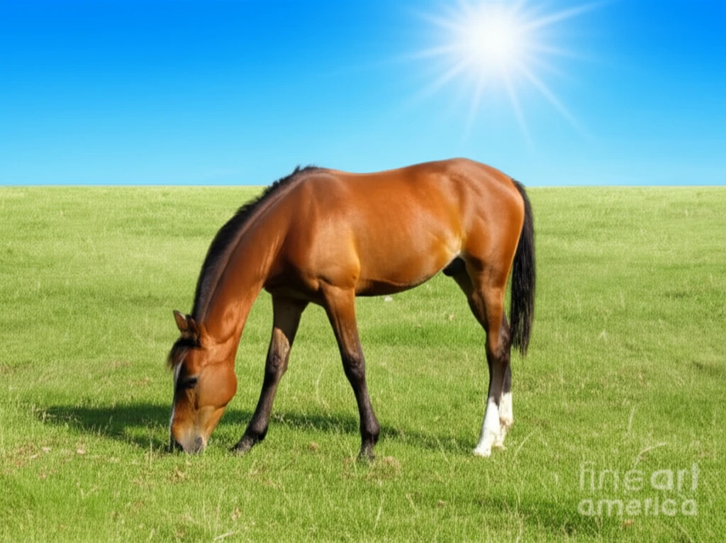 Healthy Crioulo foal grazing in a lush pasture.