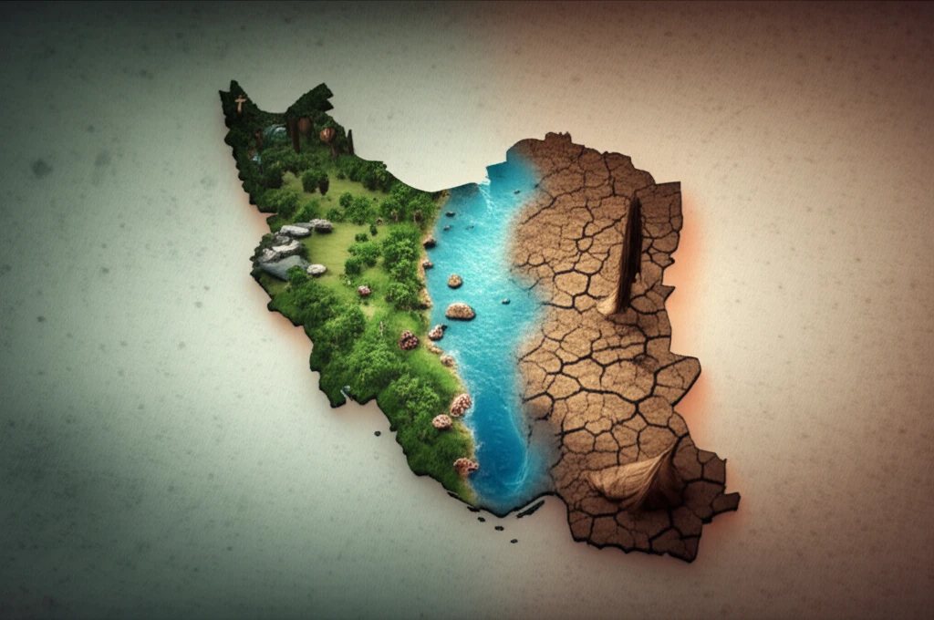 Healthcare disparities in Iran visualized as a divided map.
