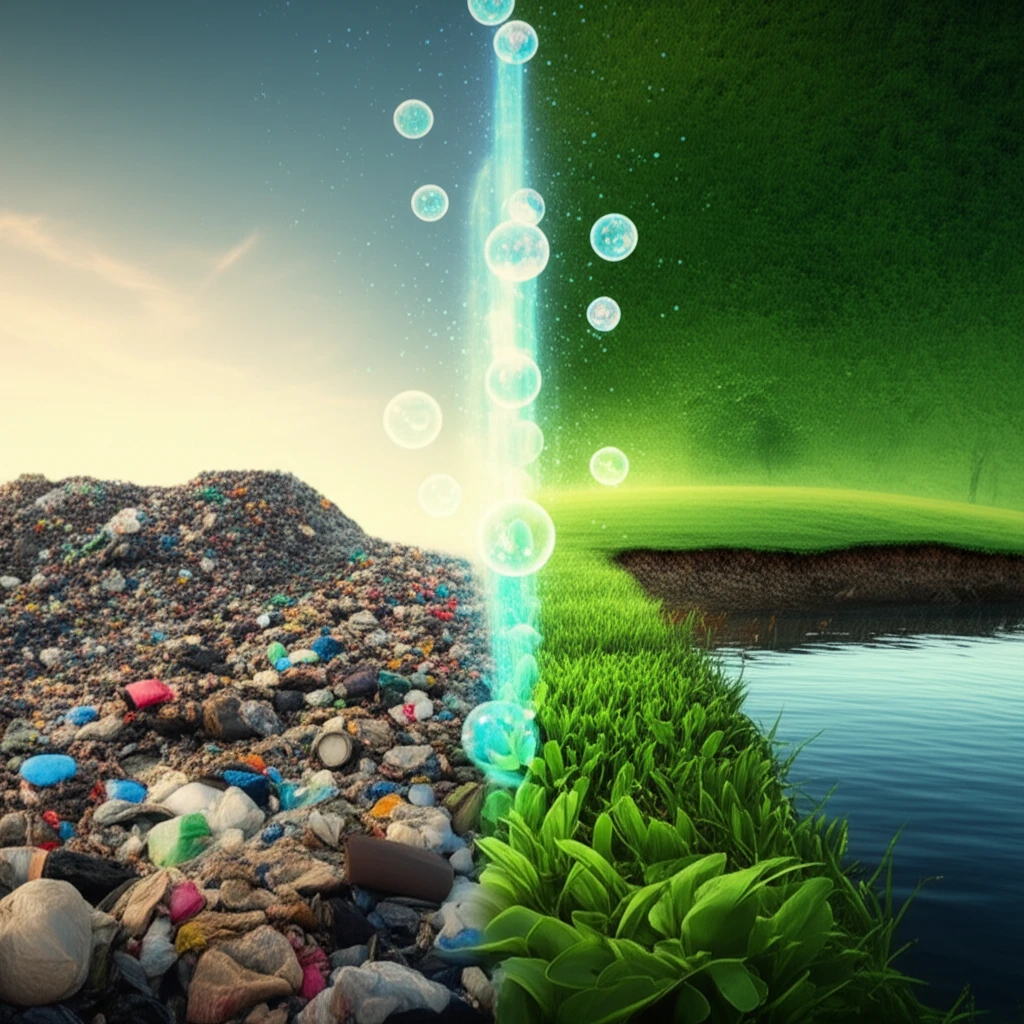 Landfill transforming into a green landscape through leachate treatment.