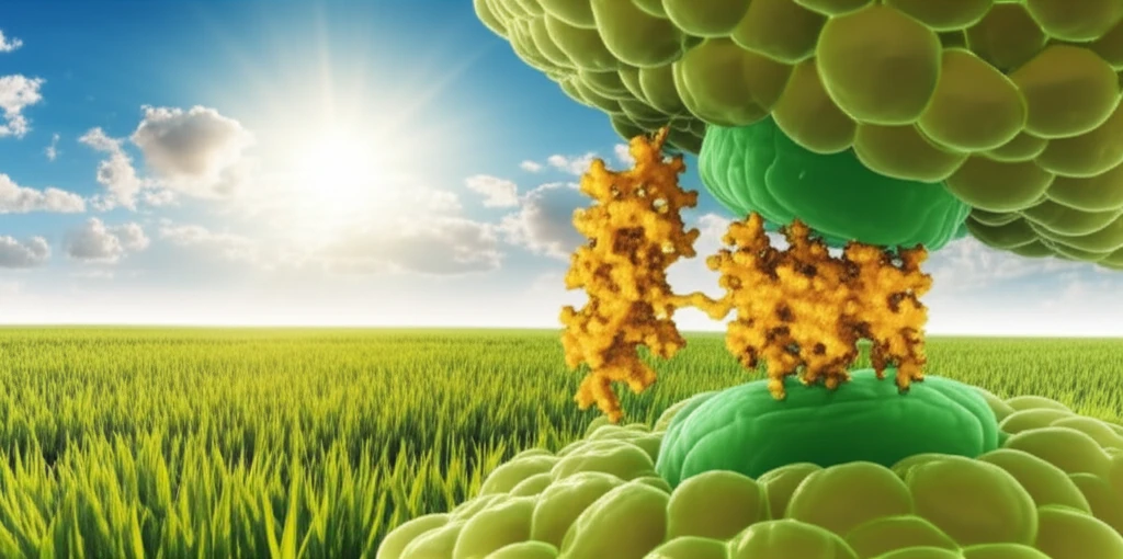 Brassinosteroid molecule interacting with a plant cell receptor, symbolizing plant growth and hormonal action.