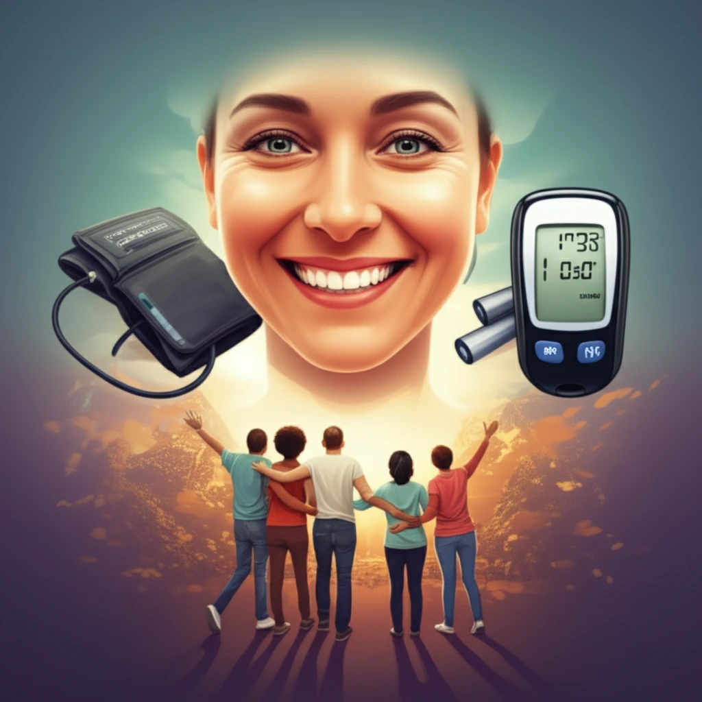 Illustration symbolizing the connection between oral health and chronic disease management within a supportive community.