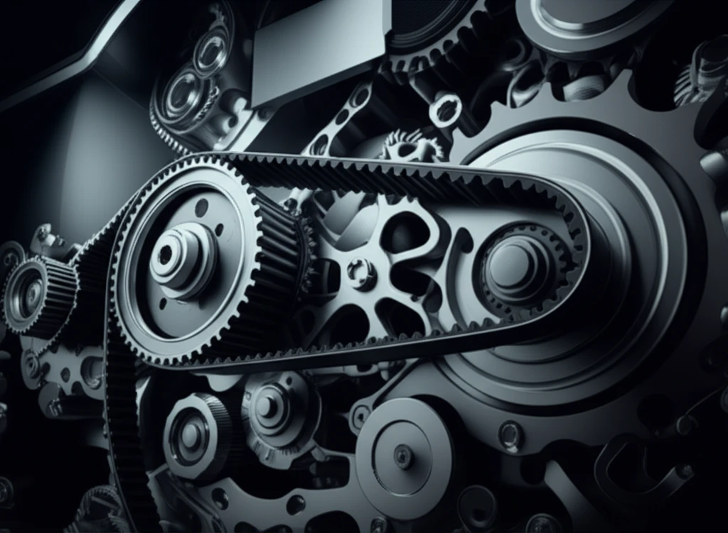 Futuristic engine with timing belt