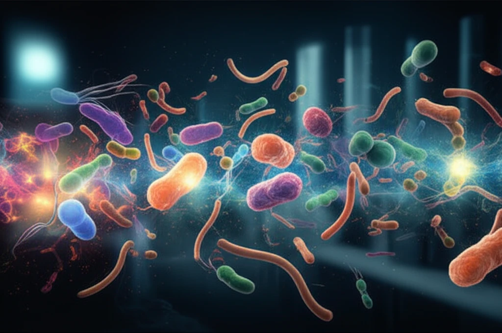 Vibrant gut microbiome thriving with fructooligosaccharides (FOS).