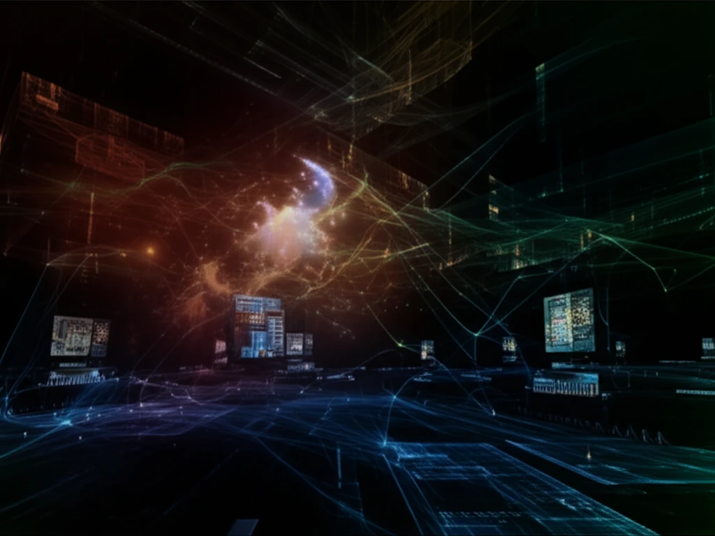 Surreal illustration of self-calibrating sensors in a futuristic landscape