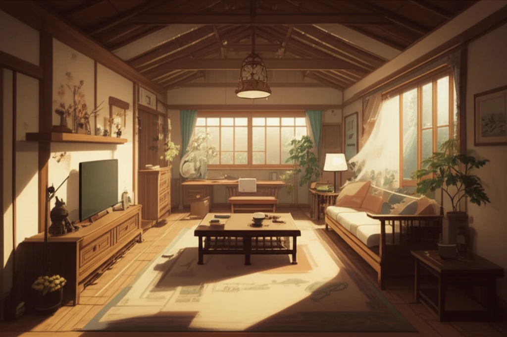 Warm cozy living room with Taiwanese timber elements.