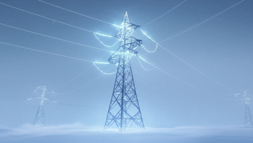 Transmission tower in a snowy landscape, symbolizing resilience in cold climates.
