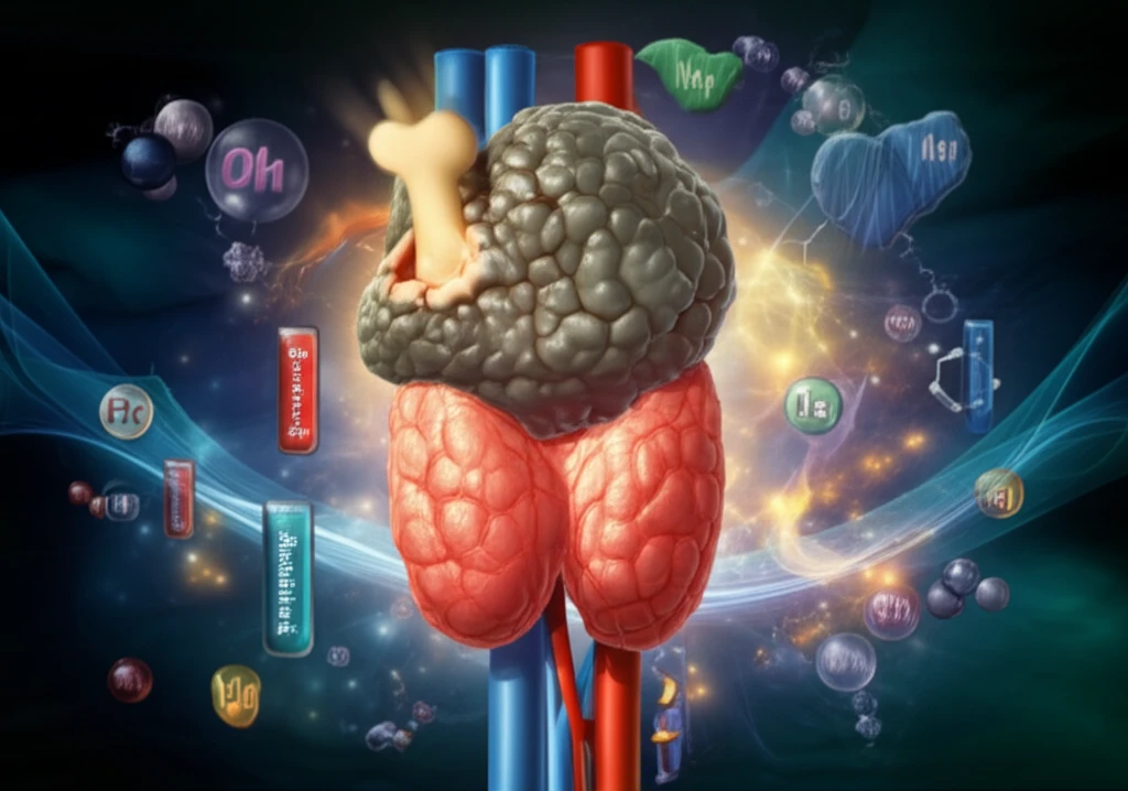 Transformation from parathyroid gland to healthy bone structure, symbolizing recovery from hyperparathyroidism.