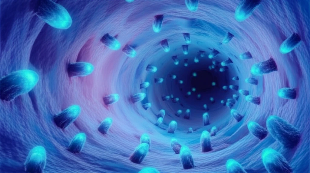 Microscopic view of the larynx with glowing chemosensory cells acting as sentinels.