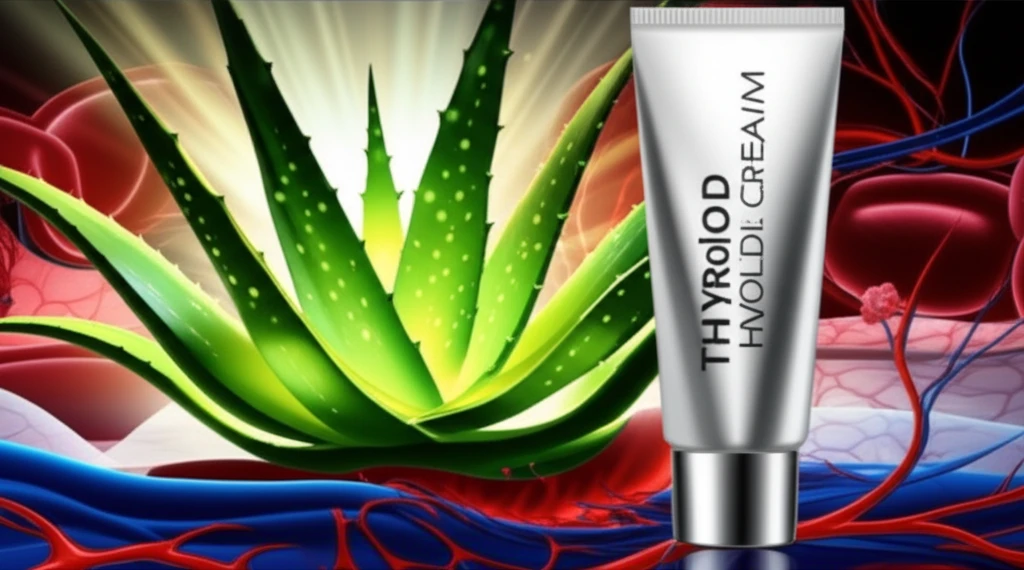 Aloe vera plant with healing light, contrasted with thyroid hormone cream, symbolizing wound healing.