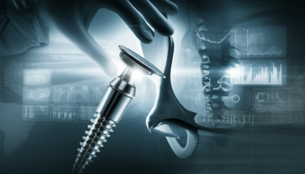 A surgeon skillfully assembles a hip implant, symbolizing the precision required for successful hip replacement surgery.
