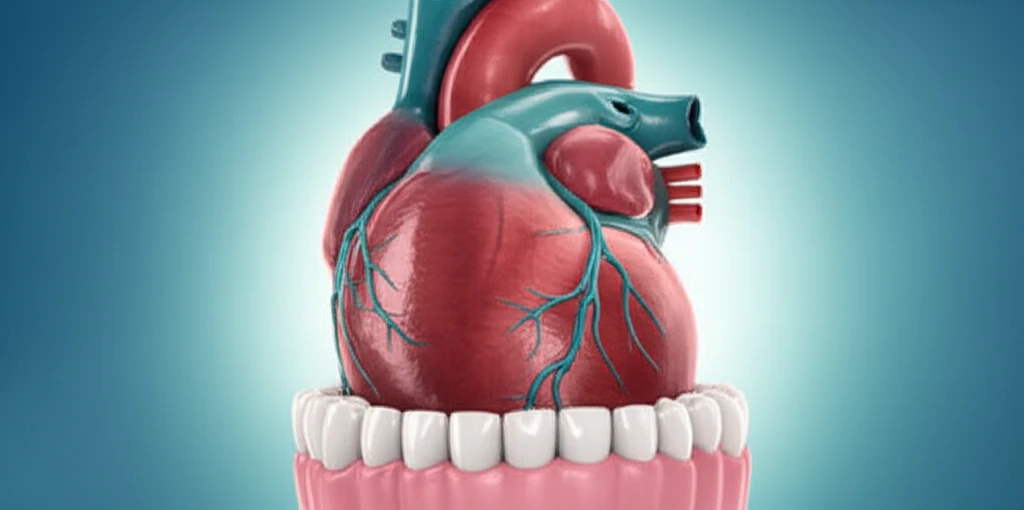 Illustration symbolizing the connection between gum health and heart health.