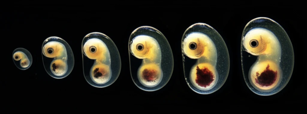 Betta splendens embryonic development stages.