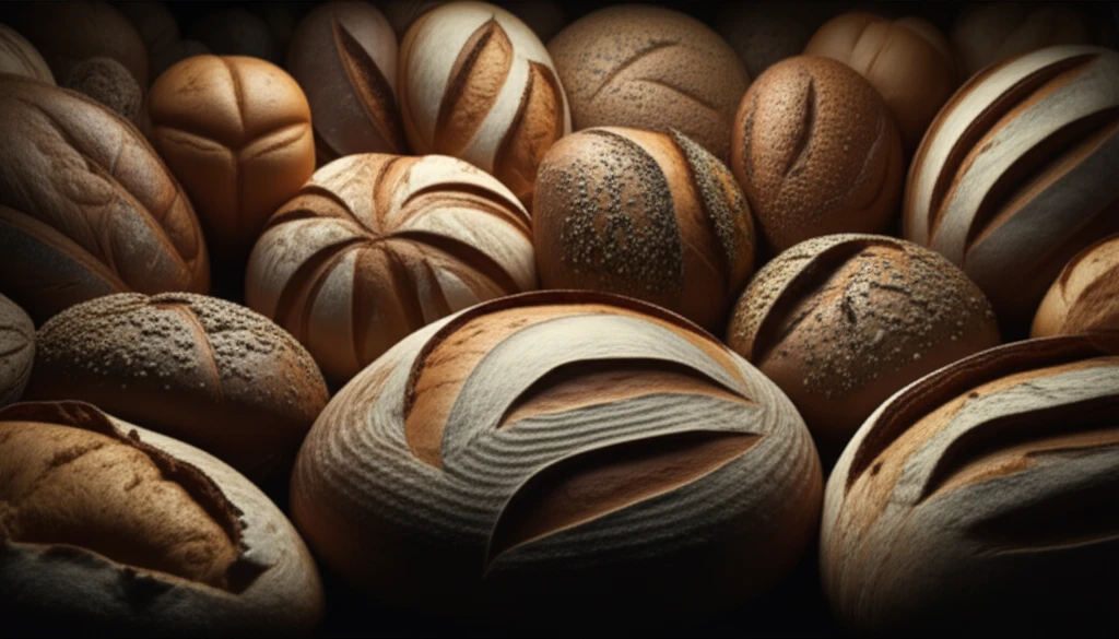 A variety of rye breads are displayed.