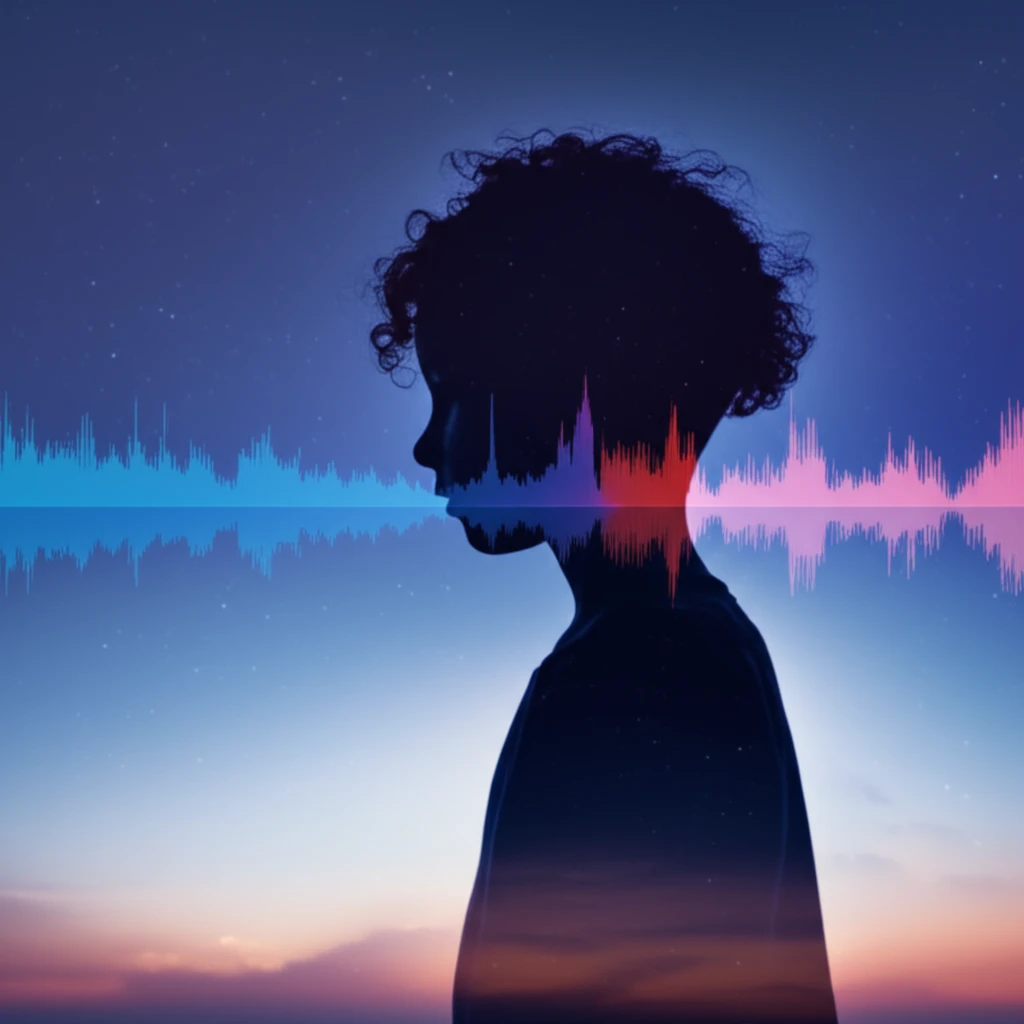 Surreal illustration of a child's silhouette with sound waves representing cough patterns during sleep.