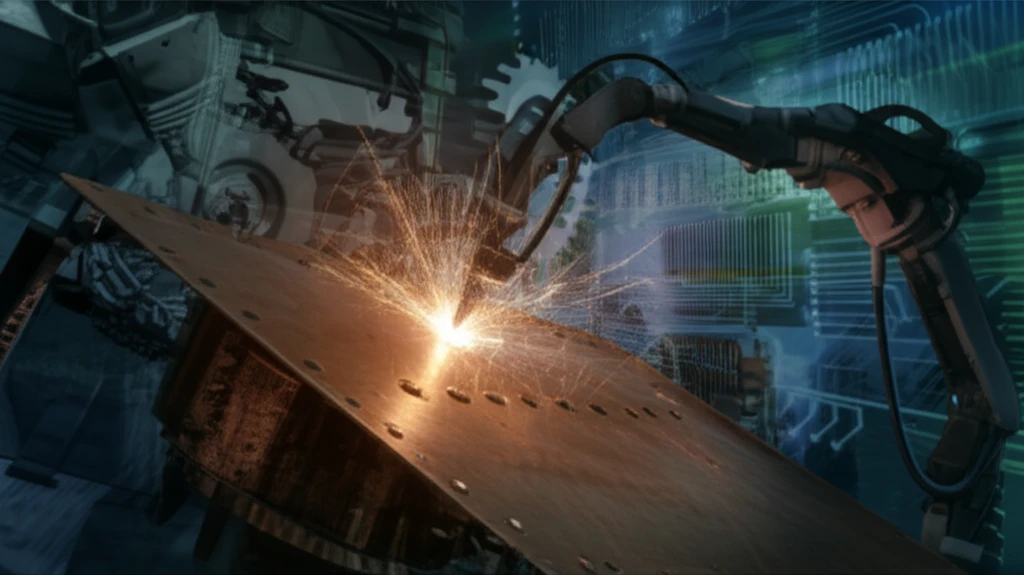 Surreal illustration of copper welding with robotic arm.