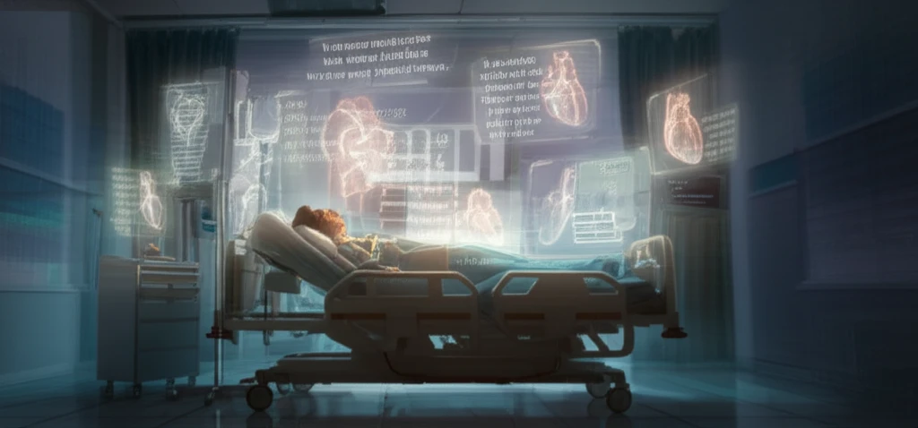 Patient watching heart surgery preparation video.