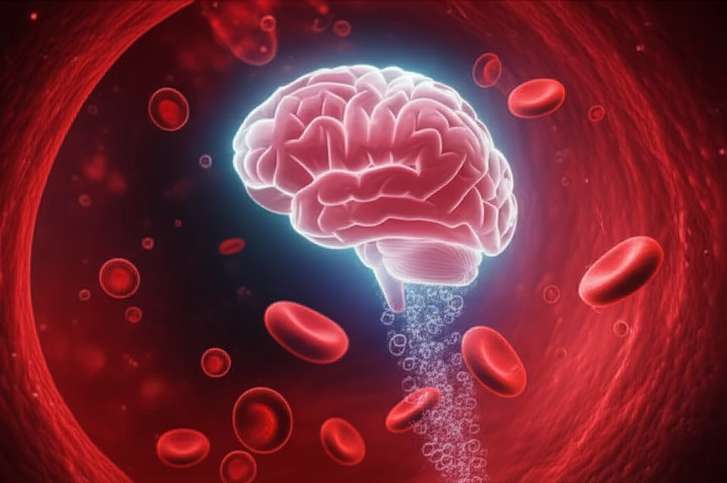 Surreal image of air bubbles traveling to the brain, symbolizing gas embolism.