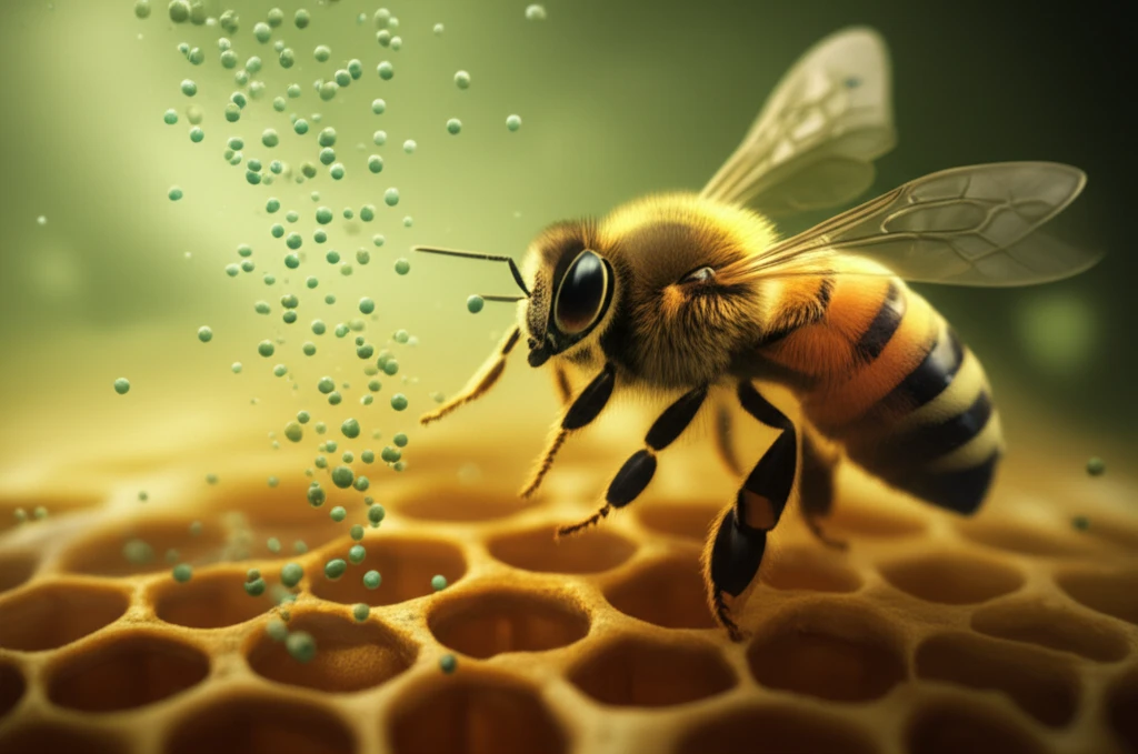 Honeybee colony under attack by pesticides