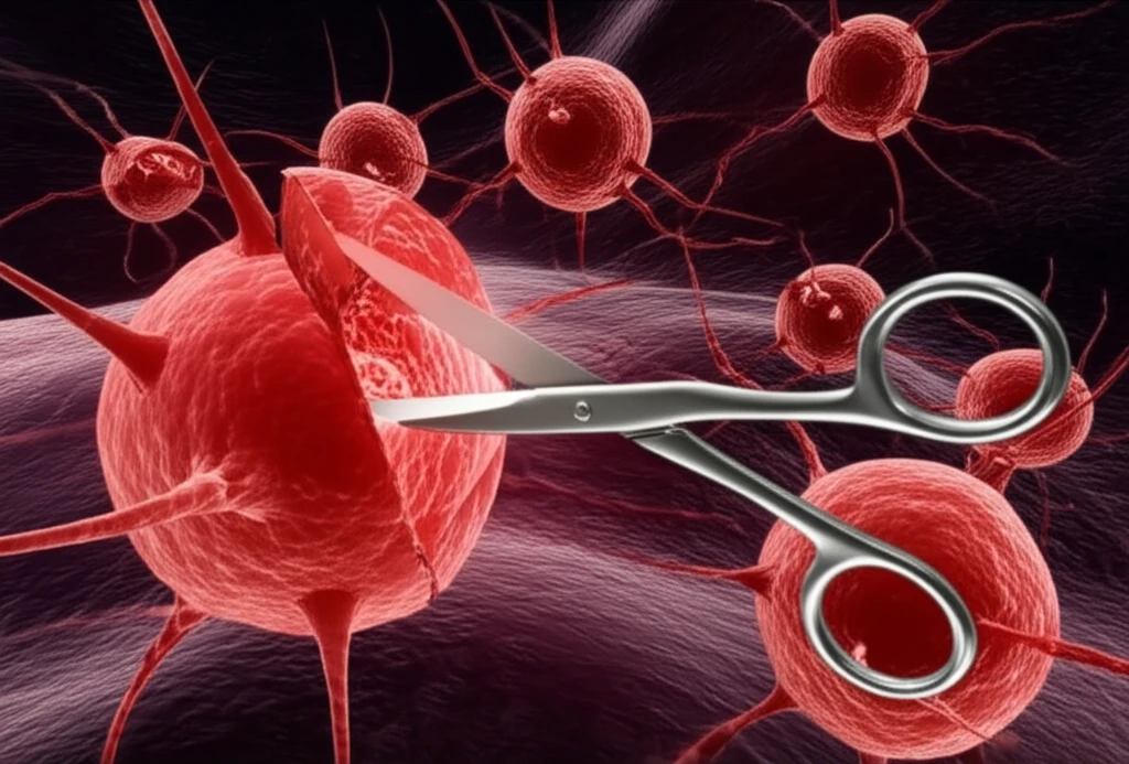 Illustration of lung cancer cells being stopped from metastasizing.